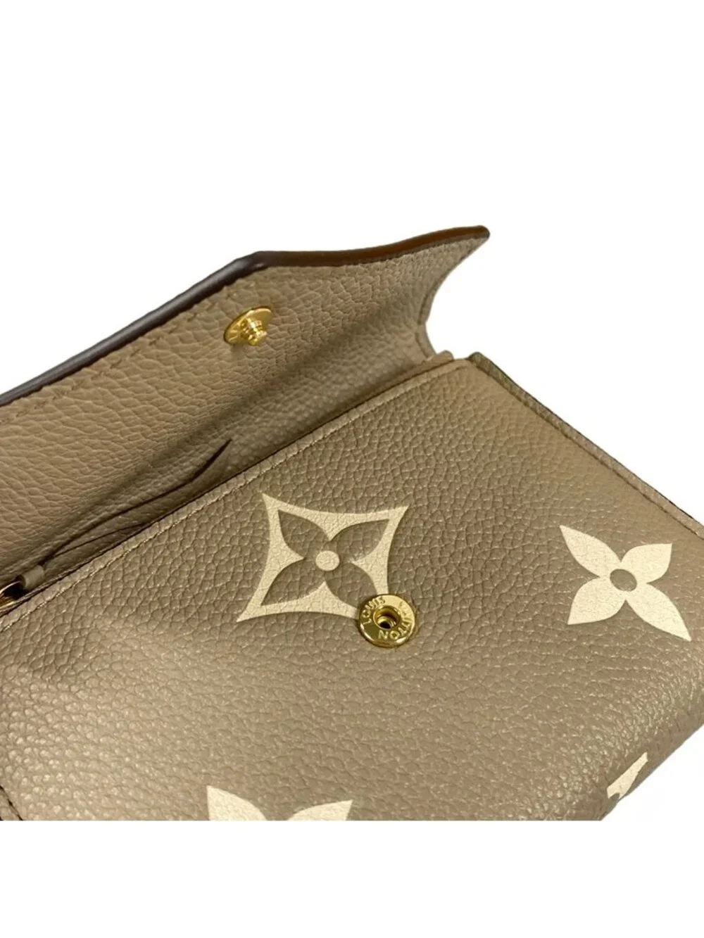 Louis Vuitton Bicolor Monogram Empreinte Portefeuille Victorine Tourterelle